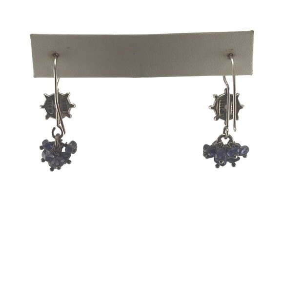 Sterling Silver & Amethyst Cluster Drop Earrings Handmade Artisan Jewelry Bohemi - Picture 7 of 9